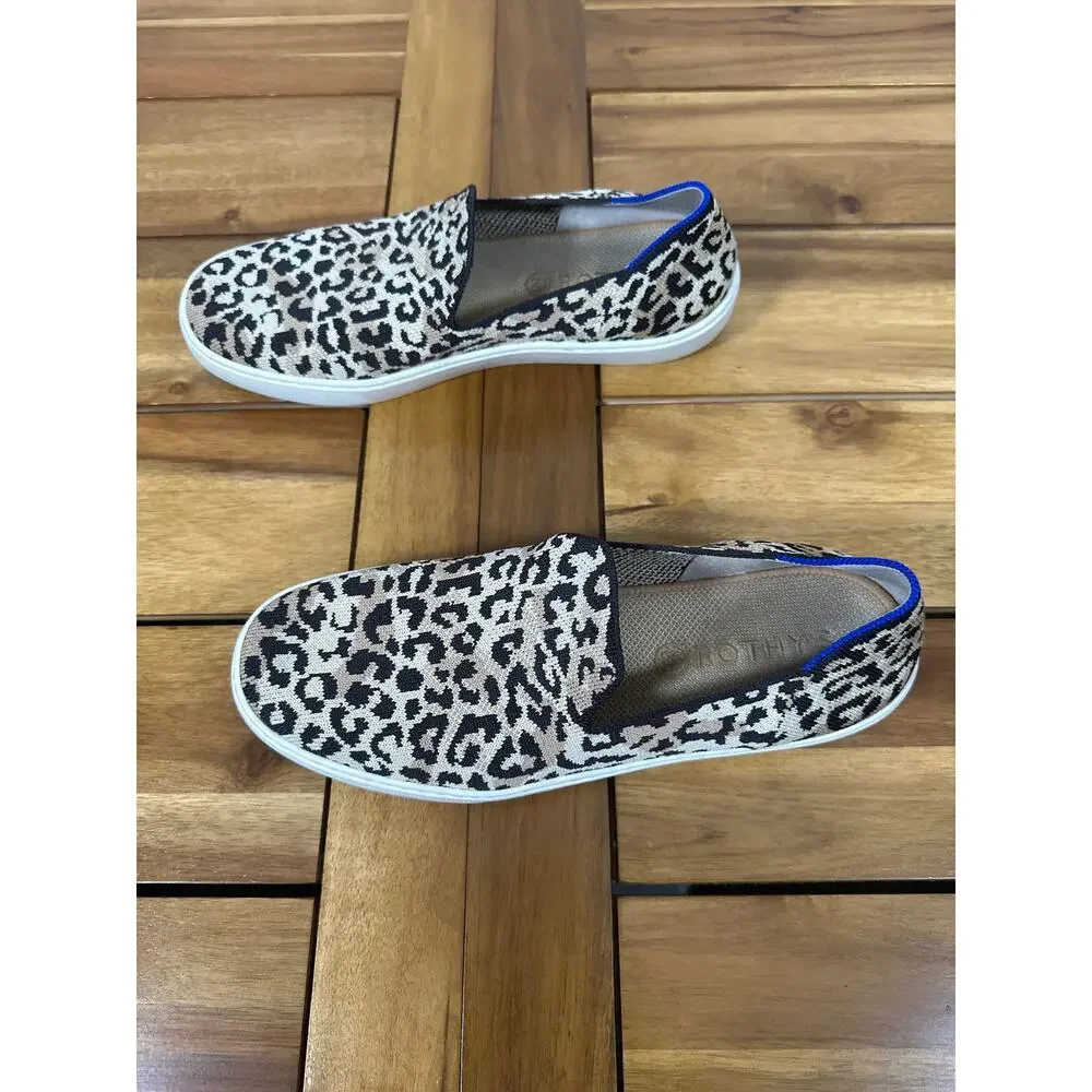 Rothy’s Women’s 10.5 Leopard Print Knit Slip On Sneakers Animal Print
